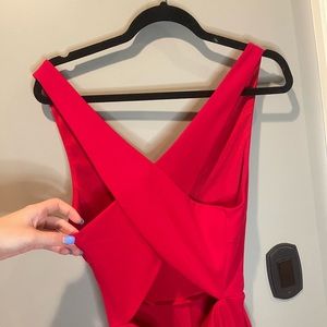 Red romper with open back
